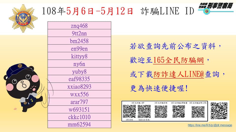 「千萬別加好友」的詐騙LINE ID（更新至5/12）