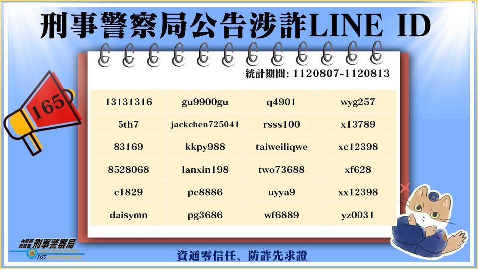 公布「千萬別加好友」的詐騙LINE ID